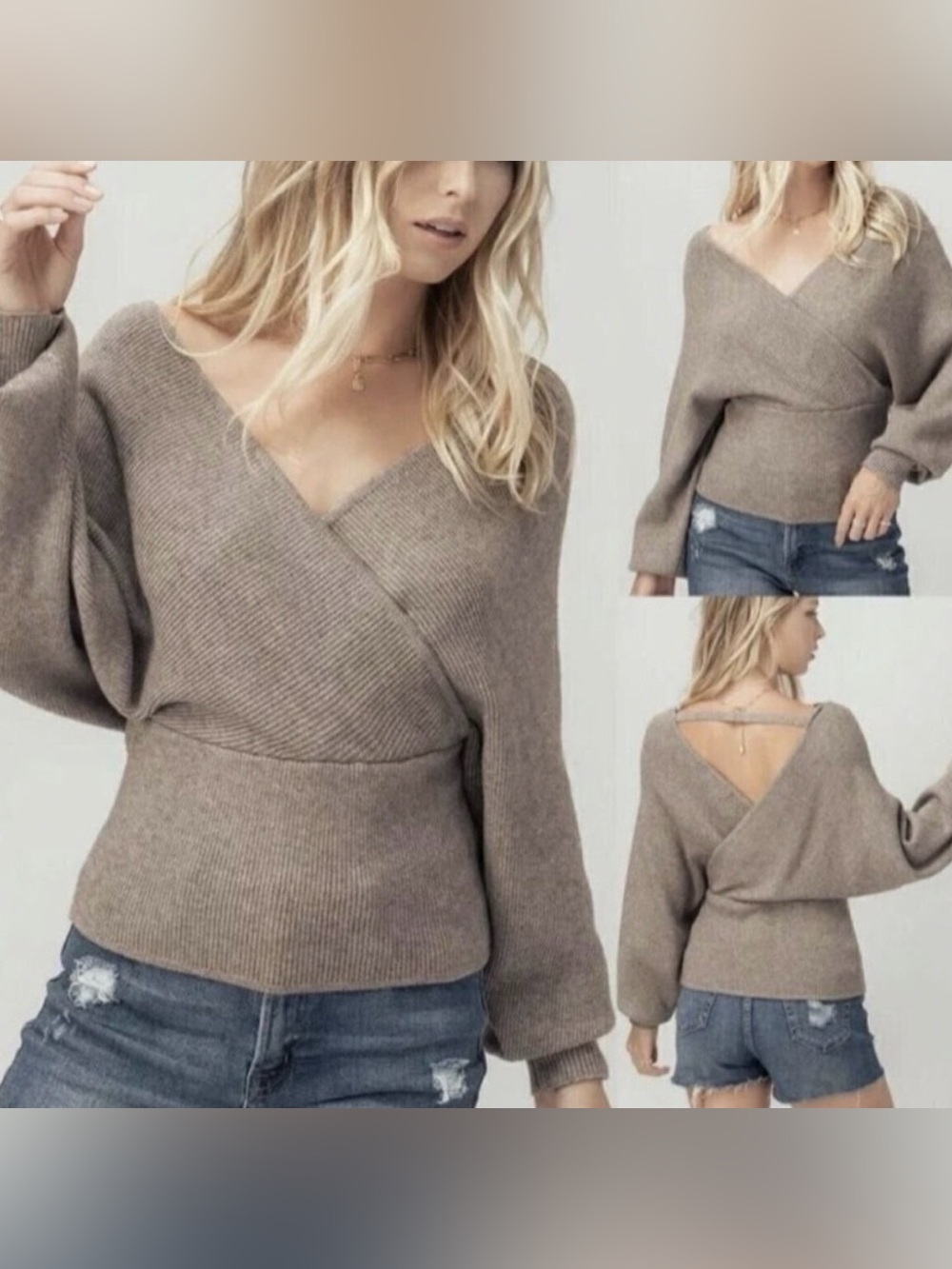 Love Tree Woman's Tight Knit Brown
Long Dolman Sleeve Sweater